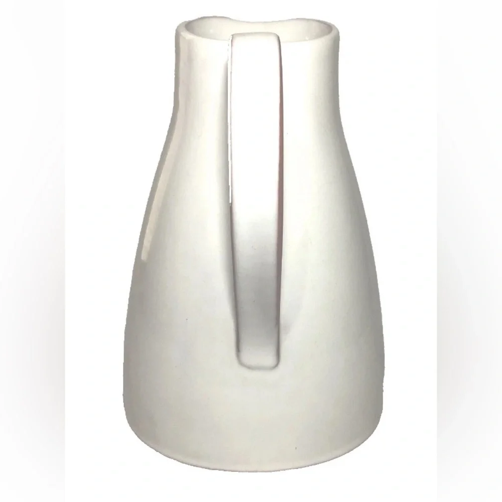Dansk White Ceramic Pitcher Brown Handle Made in Portugal by Jens Quistgaard